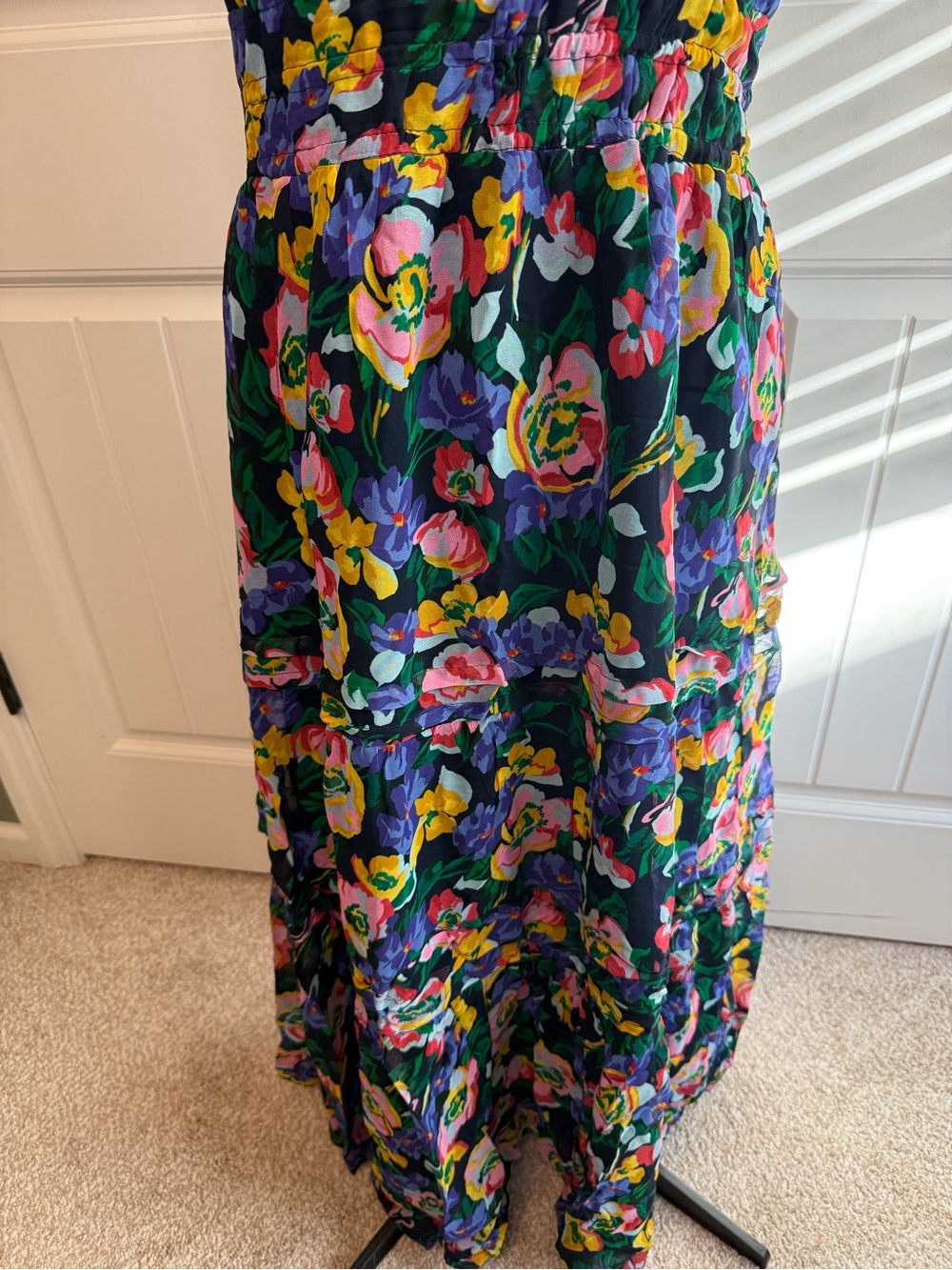 Anthropologie Strapless Floral Tiered Maxi Dress — Black with Multicolor Floral - Picture 6 of 9